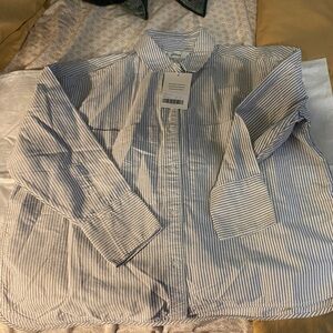 Everlane The Boxy Oxford black/white sjze medium  Striped Shirt